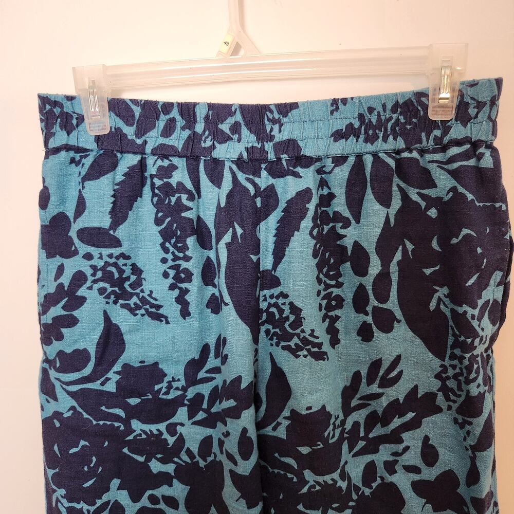 Soft Surroundings Pants Size Medium Womens Linen Blue Lucca Wide Leg Beachy Boho - Picture 2 of 9